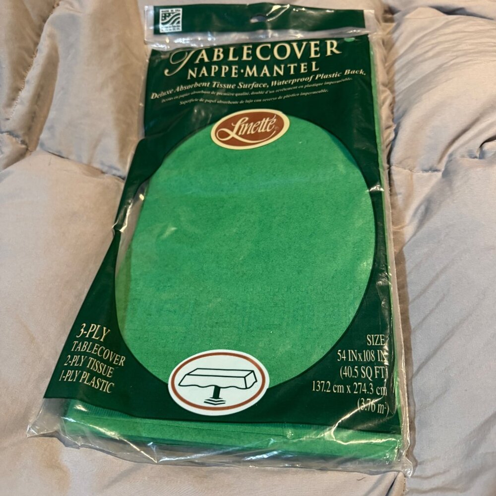 Linette Green Tablecover With Waterproof Backing